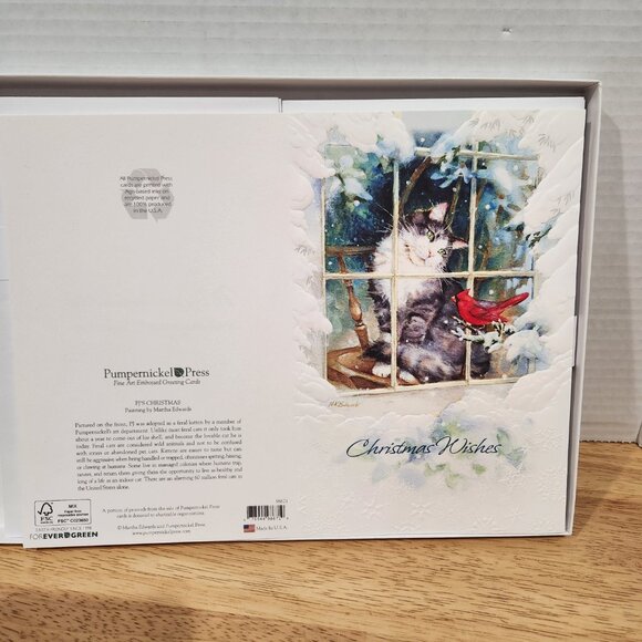 Vintage National Wildlife Federation 1998 Cat Cardinal Christmas Cards- Envelope - Picture 1 of 8